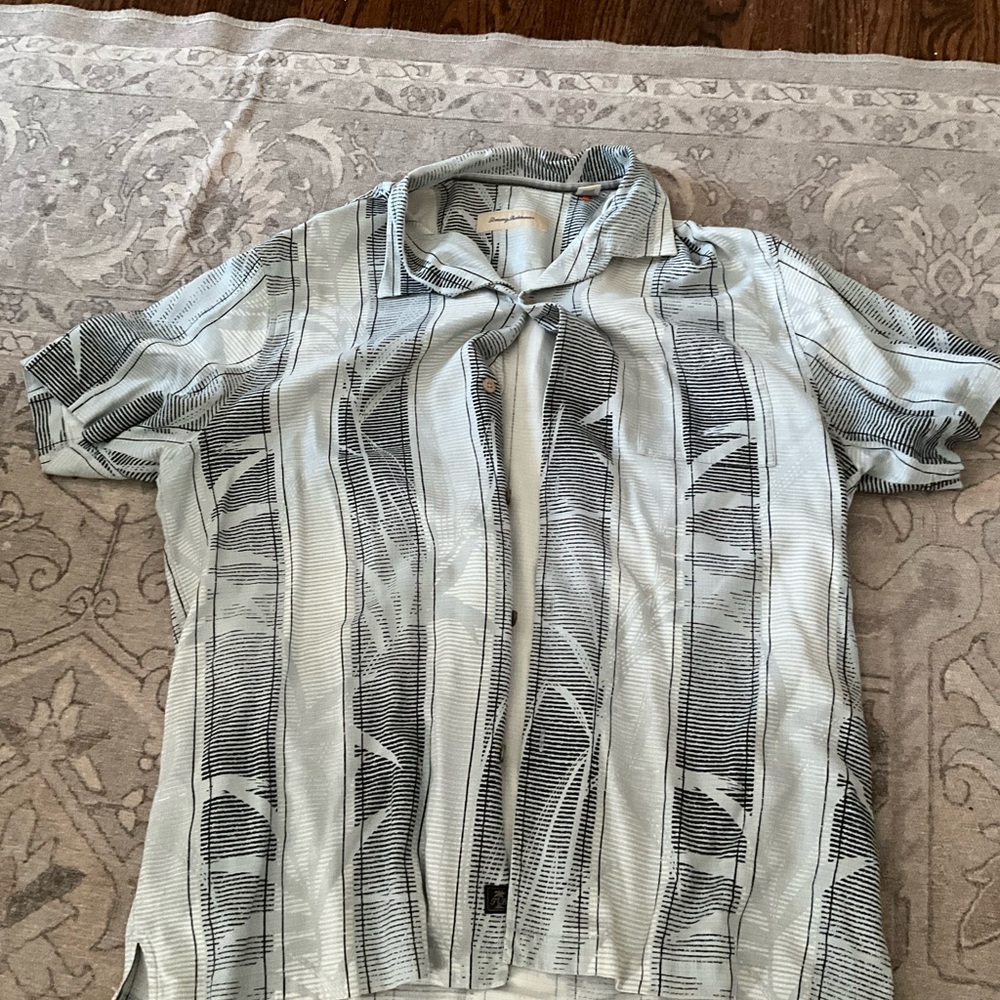 Tommy Bahama Black and White Striped Shirt